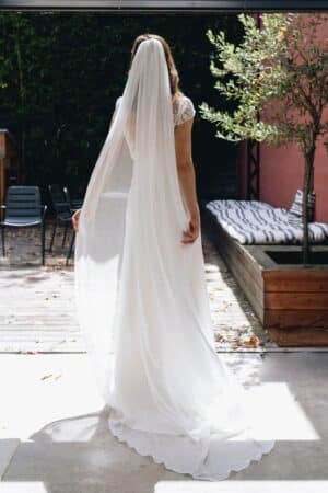 Voile long sans rabat en mousseline 100% soie - Romane